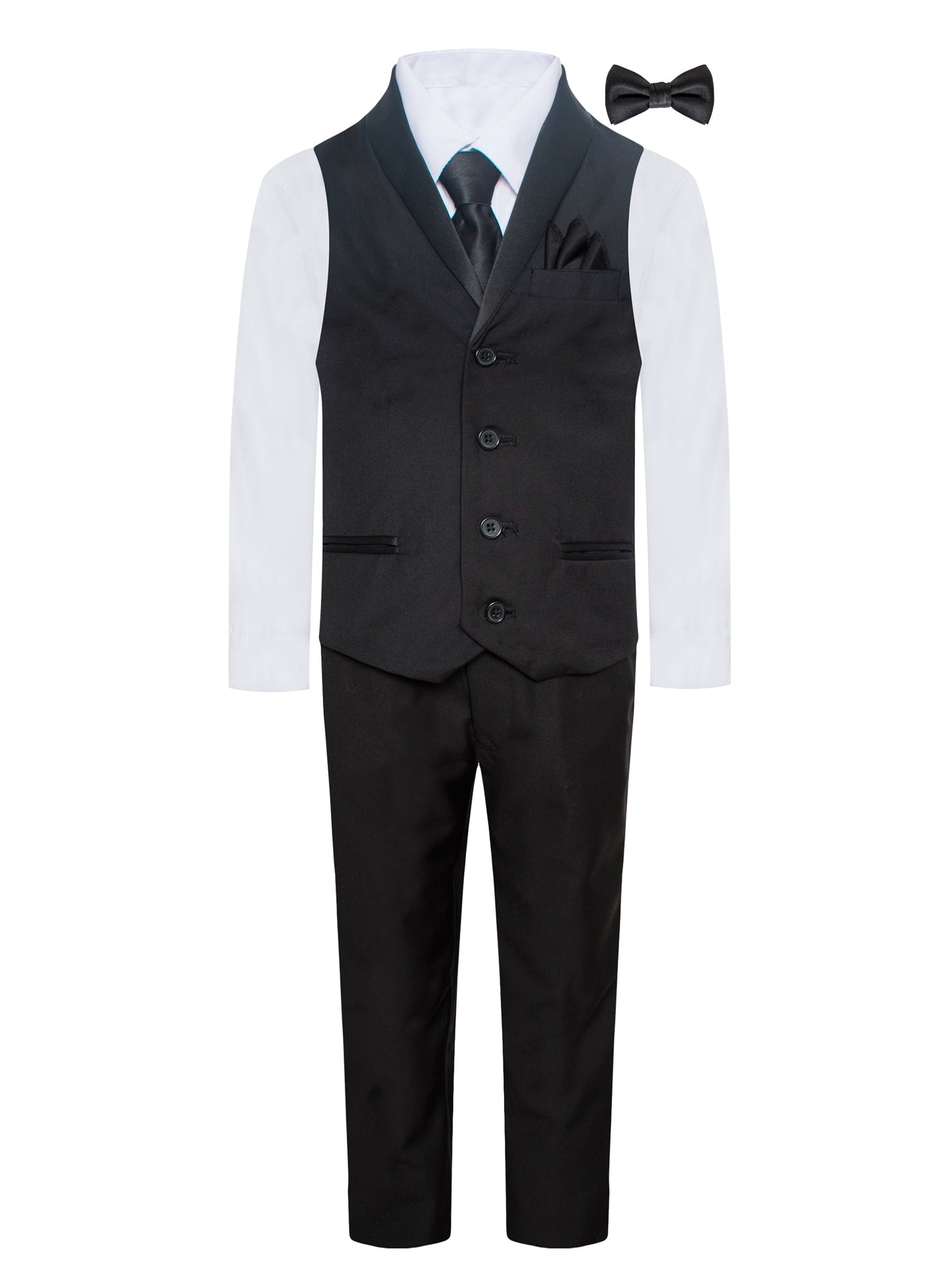 TUX-VS BLACK BOY'S VEST SET SIZE 1-14