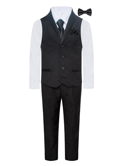 TUX-VS BLACK BOY'S VEST SET SIZE 1-14