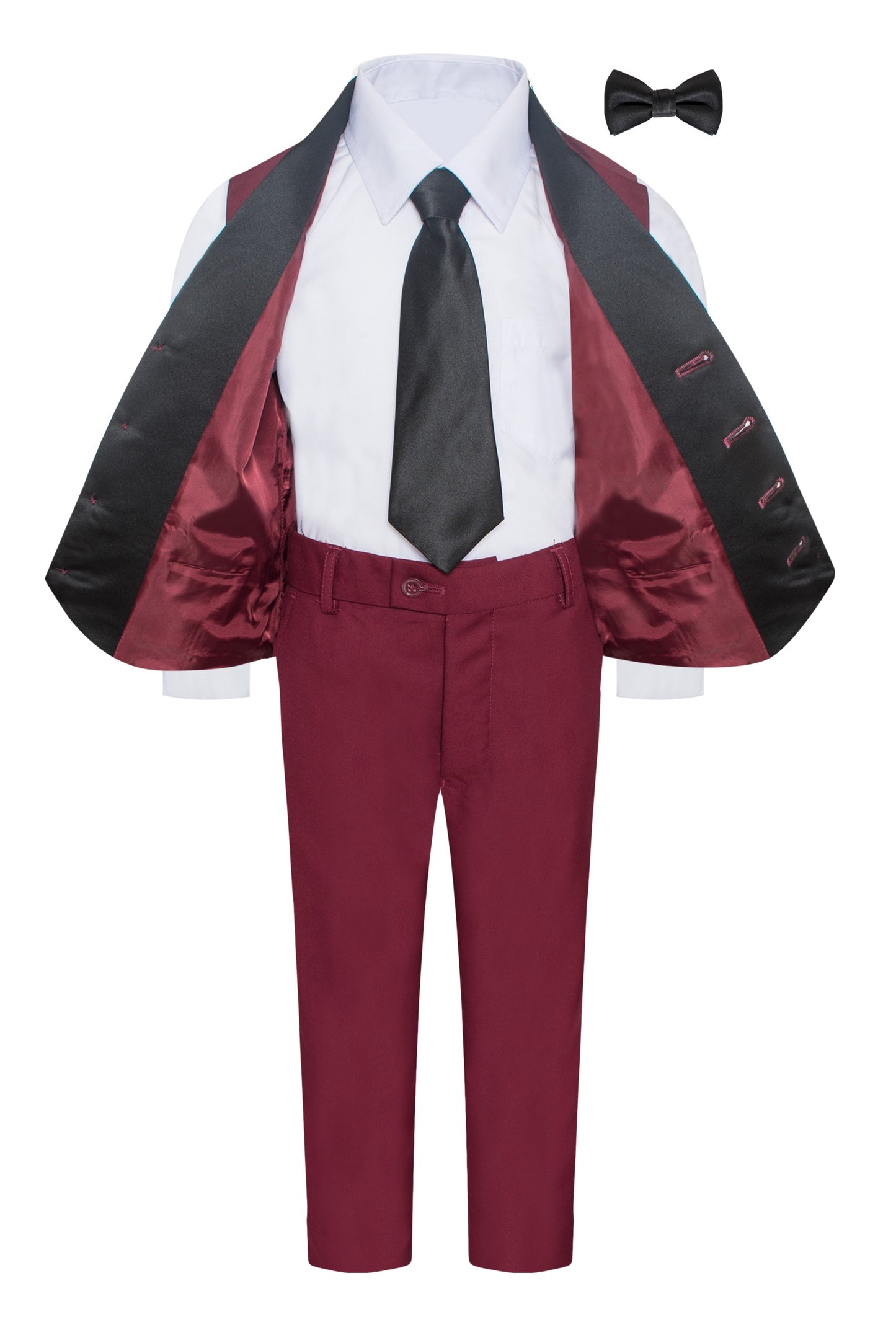 TUX-VS BURGUNDY BOY'S FORMAL VEST SET WITH SHAWL LAPEL SIZE 1-14