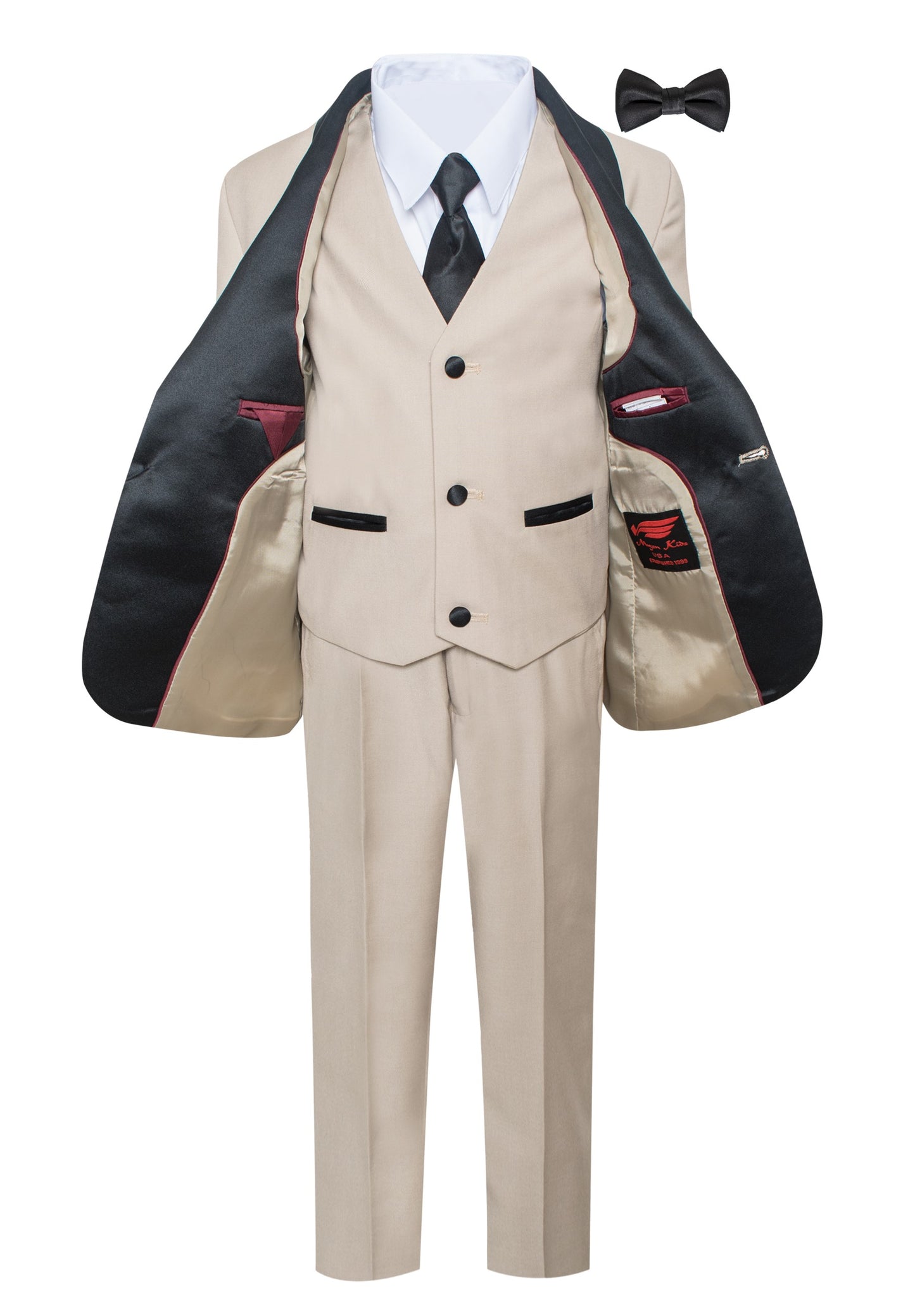 TX-1026 Boys formal Khaki Shawl Lapel tuxedo suit Slim Fit (7 pcs)