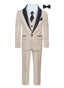 TX-1026 Boys formal Khaki Shawl Lapel tuxedo suit Slim Fit (7 pcs)