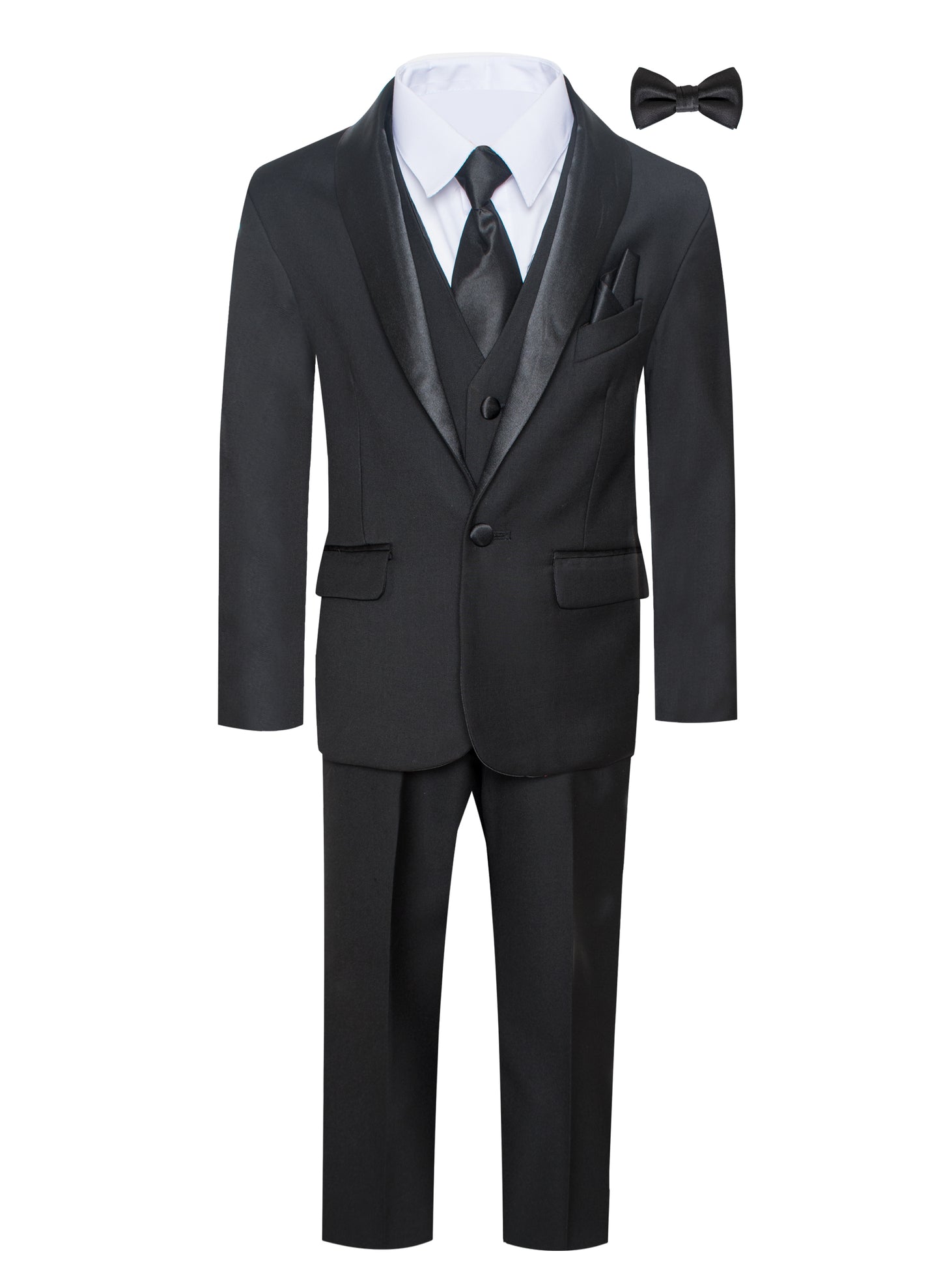 TX-1026 BOYS SLIM FIT HUSKY TUXEDO SUIT BLACK SIZE 8-20