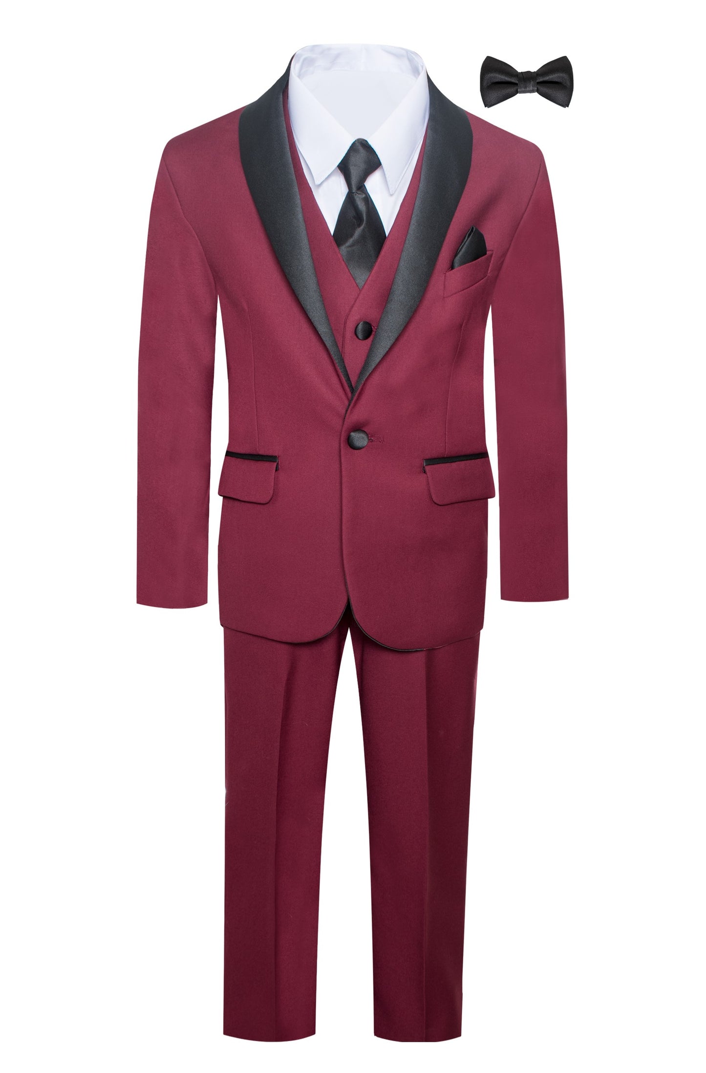 TX-1026 Boys formal Burgundy Shawl Lapel tuxedo suit (7 pcs) SLIM FIT