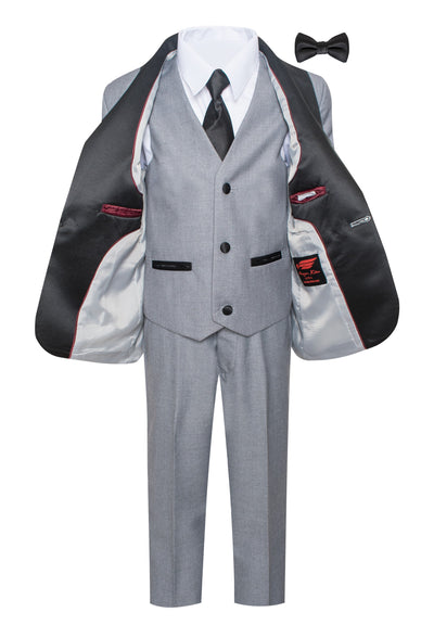 TX-1026 Boys formal Grey Shawl Lapel tuxedo suit (7 pcs) SLIM FIT