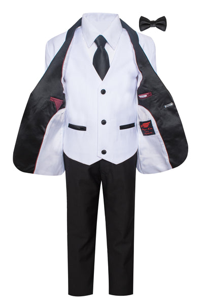 TX-1026 Boys formal White Shawl Lapel tuxedo suit (7 pcs) SLIM FIT