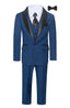 TX-1026 Boys formal Navy Shawl Lapel tuxedo suit Slim Fit (7 pcs)