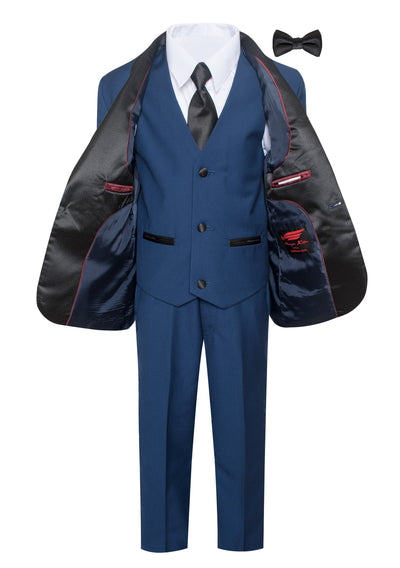 TX-1026 Boys formal Navy Shawl Lapel tuxedo suit Slim Fit (7 pcs)