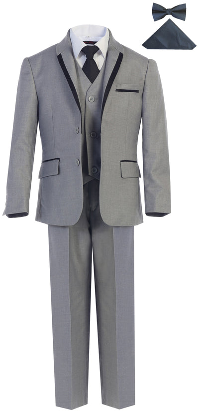 TX-B6-GRAY BOYS SUIT TUXEDO ( 7 PCS ) SLIM FIT