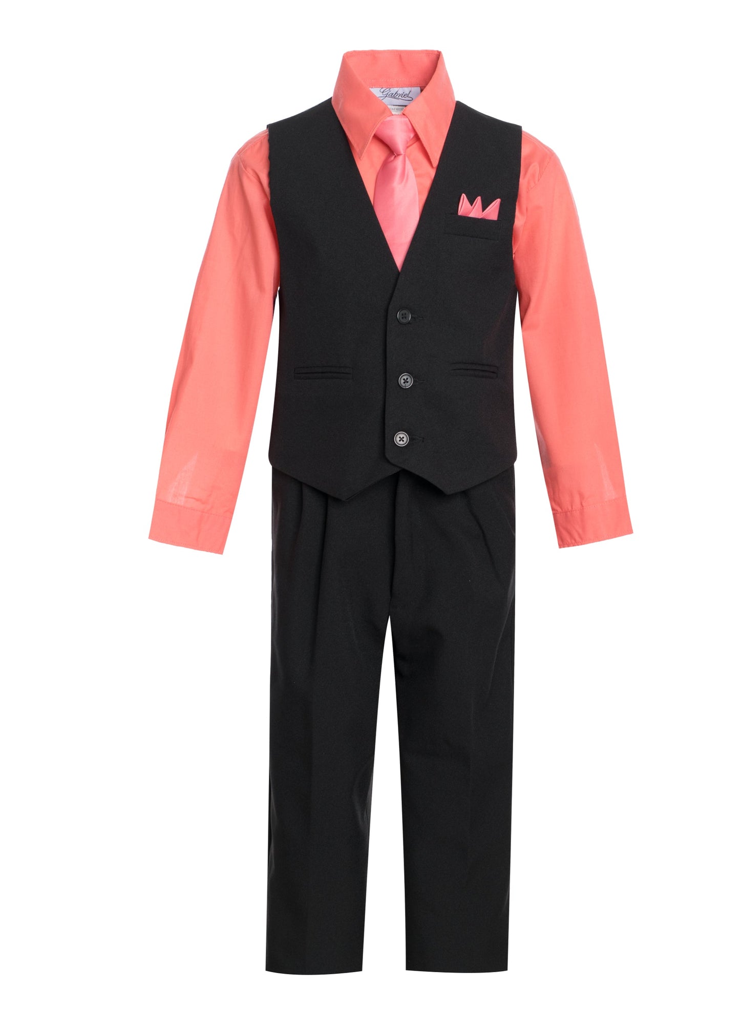 V-1288 Boys formal SOLID vest set with tie (4 pcs) WHITE-RED-MELON-TURQ SIZE S-XL AND 2-20