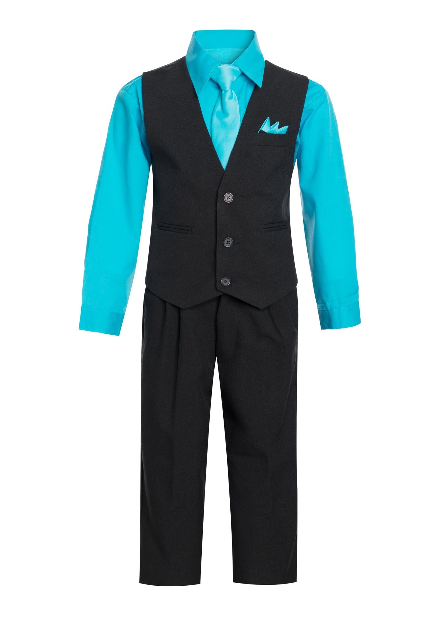 V-1288 Boys formal SOLID vest set with tie (4 pcs) WHITE-RED-MELON-TURQ SIZE S-XL AND 2-20