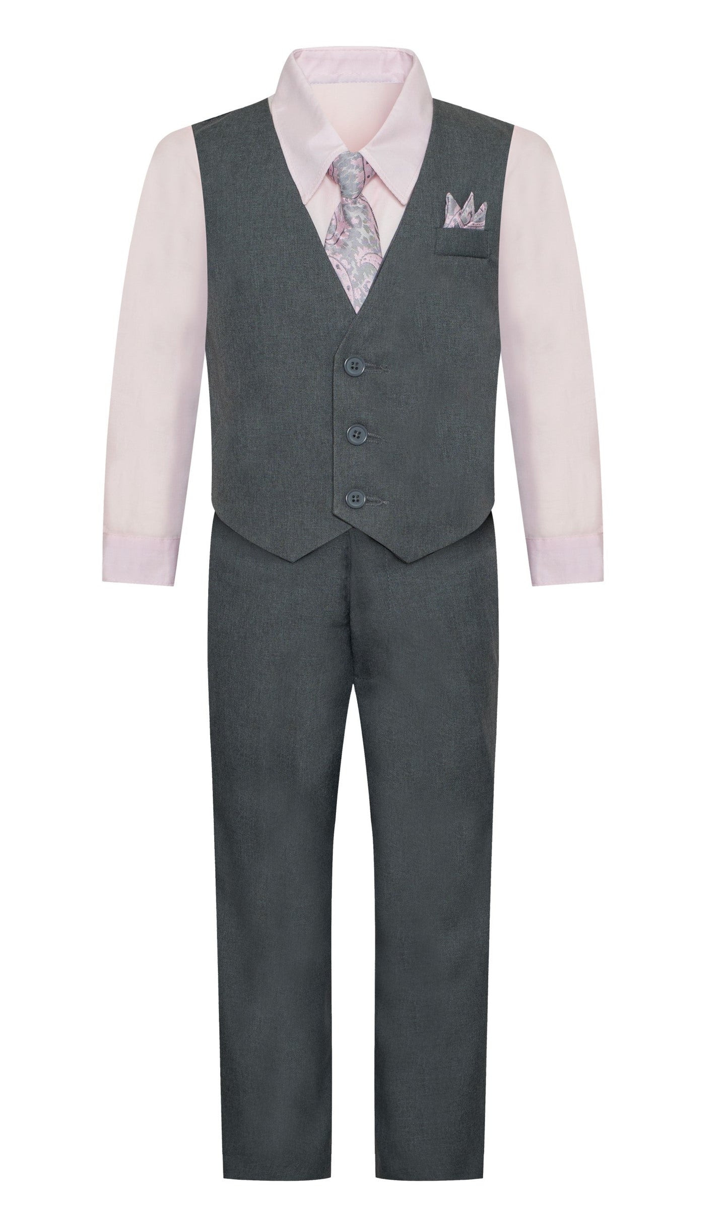 V-1521 BOY'S FORMAL SOLID VEST SET SIZE 2-12 IN 8 COLORS