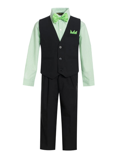 V1588 BOYS FORMAL VEST SET 2 COLORS GREEN-BLUE SIZE 6M-24M AND 2-20