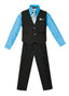 V-1688 Boys formal STRIPED vest set with tie (4 pcs) IN 5 COLORS (WHITE-TURQ-VIVID BLUE-ROYAL BLUE-RED) SIZE 6M-24M AND 2-20