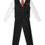 V-1688 Boys formal STRIPED vest set with tie (4 pcs) IN 5 COLORS (WHITE-TURQ-VIVID BLUE-ROYAL BLUE-RED) SIZE 6M-24M AND 2-20