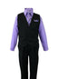 V-1688 Boys formal STRIPED vest set with tie (4 pcs) IN 5 COLORS (VIOLET-FUCSHIA-NAVY-PUMPKIN-GRAY) SIZE 6M-24M AND 2-20