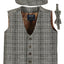 VCB-81 BOYS 3 PCS CHECKERED TWEED VEST, BOW TIE, AND CAP SET SIZE 2-14