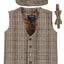 VCB-81 BOYS 3 PCS CHECKERED TWEED VEST, BOW TIE, AND CAP SET SIZE 2-14