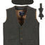 VCB-81 BOYS 3 PCS SOLID TWEED VEST, BOW TIE, AND CAP SET SIZE 2-14