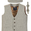 VCB-81 BOYS 3 PCS SOLID TWEED VEST, BOW TIE, AND CAP SET SIZE 2-14