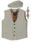 VCB-81 BOYS 3 PCS SOLID TWEED VEST, BOW TIE, AND CAP SET SIZE 2-14