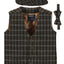 VCB-81 BOYS 3 PCS CHECKERED TWEED VEST, BOW TIE, AND CAP SET SIZE 2-14