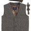 VCB-81 BOYS 3 PCS SOLID TWEED VEST, BOW TIE, AND CAP SET SIZE 2-14