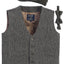 VCB-81 BOYS 3 PCS SOLID TWEED VEST, BOW TIE, AND CAP SET SIZE 2-14