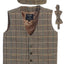 VCB-81 BOYS 3 PCS CHECKERED TWEED VEST, BOW TIE, AND CAP SET SIZE 2-14