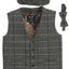 VCB-81 BOYS 3 PCS CHECKERED TWEED VEST, BOW TIE, AND CAP SET SIZE 2-14