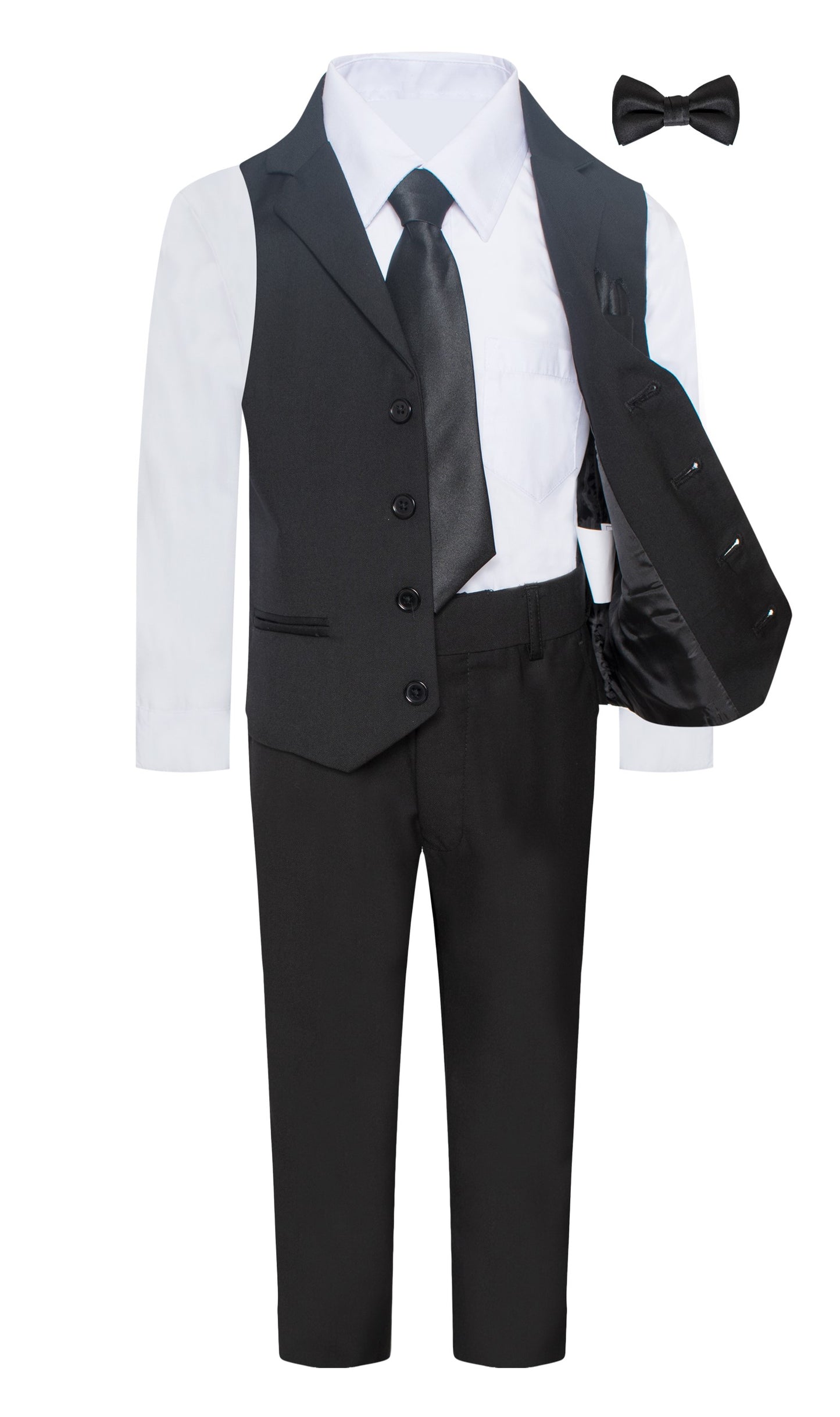 VS-7 BLACK BOY'S VEST SUIT WITH LAPEL SET SIZE 1-14