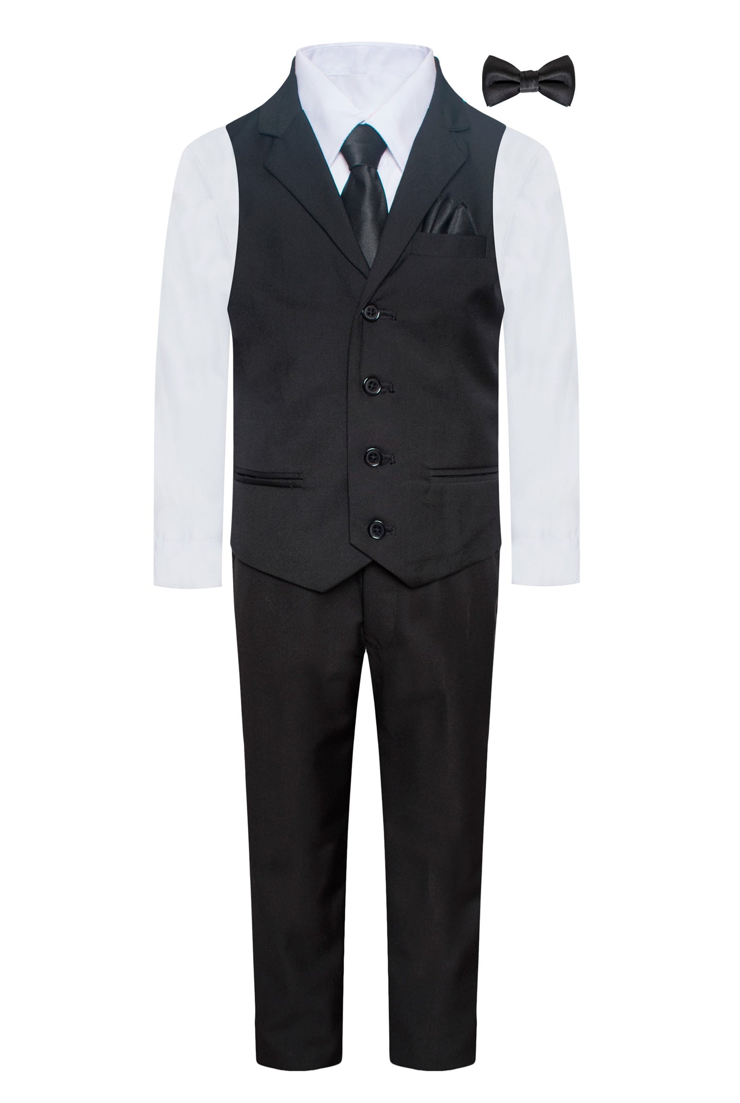 VS-7 BLACK BOY'S VEST SUIT WITH LAPEL SET SIZE 1-14