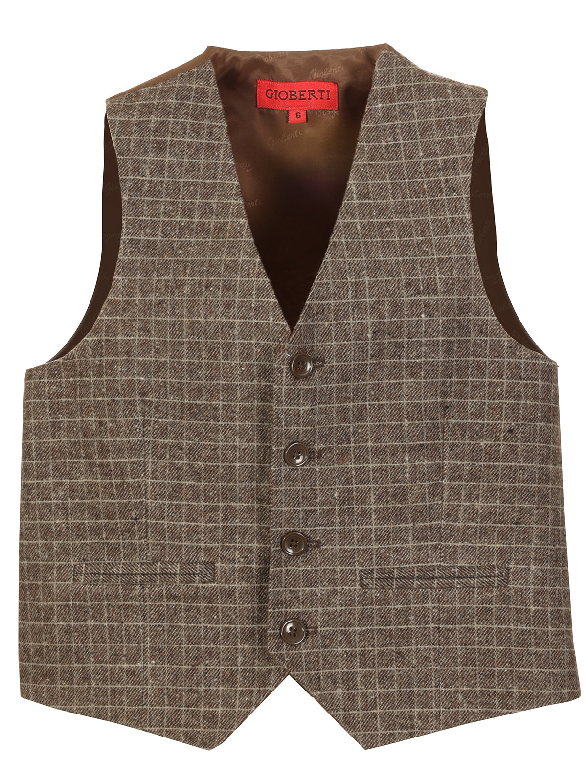 VS-82 CHECKERED BOYS 4 BUTTON FORMAL SUIT VEST IN 6 COLORS SIZE 2-20