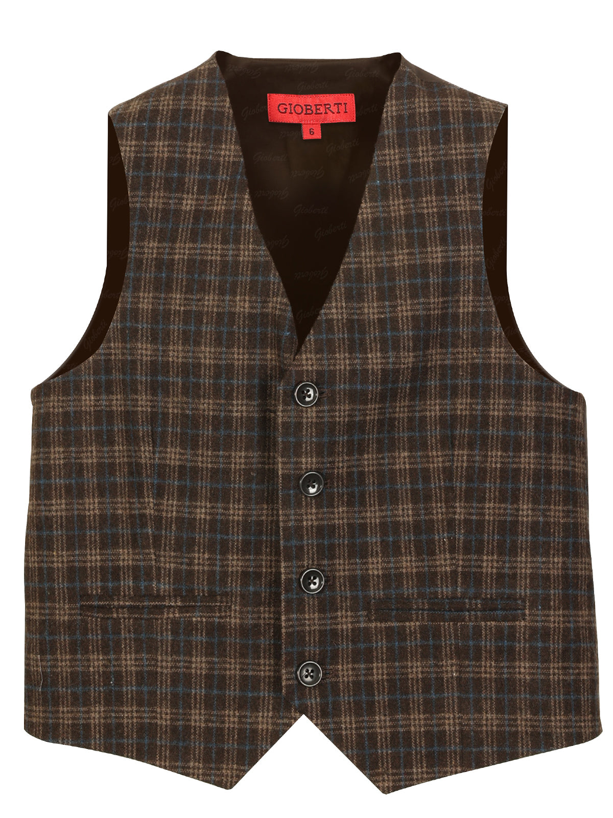 VS-82 CHECKERED BOYS 4 BUTTON FORMAL SUIT VEST IN 6 COLORS SIZE 2-20