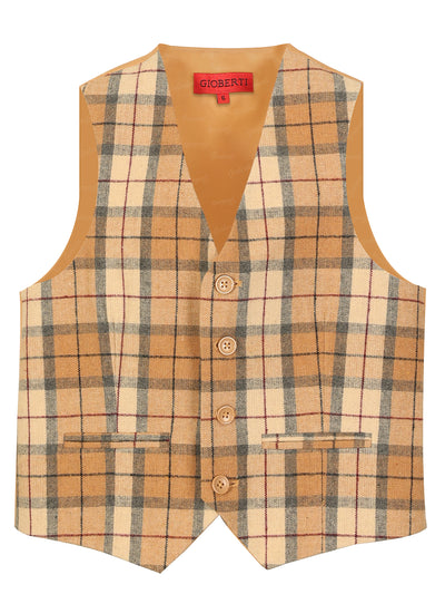 VS-82 CHECKERED BOYS 4 BUTTON FORMAL SUIT VEST IN 5 COLORS SIZE 2-20