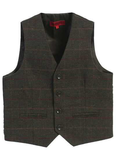 VS-82 CHECKERED BOYS 4 BUTTON FORMAL SUIT VEST IN 5 COLORS SIZE 2-20