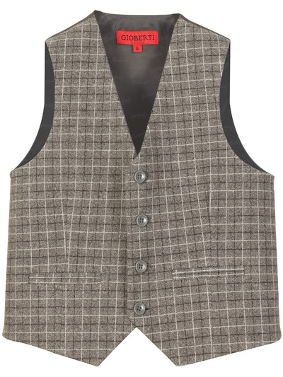 VS-82 CHECKERED BOYS 4 BUTTON FORMAL SUIT VEST IN 6 COLORS SIZE 2-20