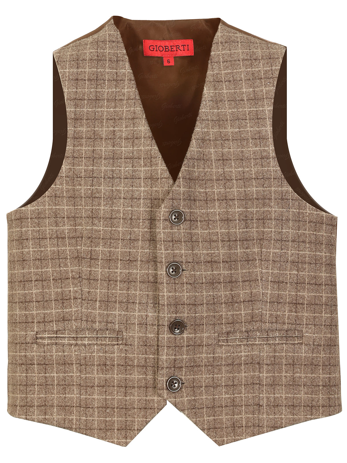 VS-82 CHECKERED BOYS 4 BUTTON FORMAL SUIT VEST IN 6 COLORS SIZE 2-20