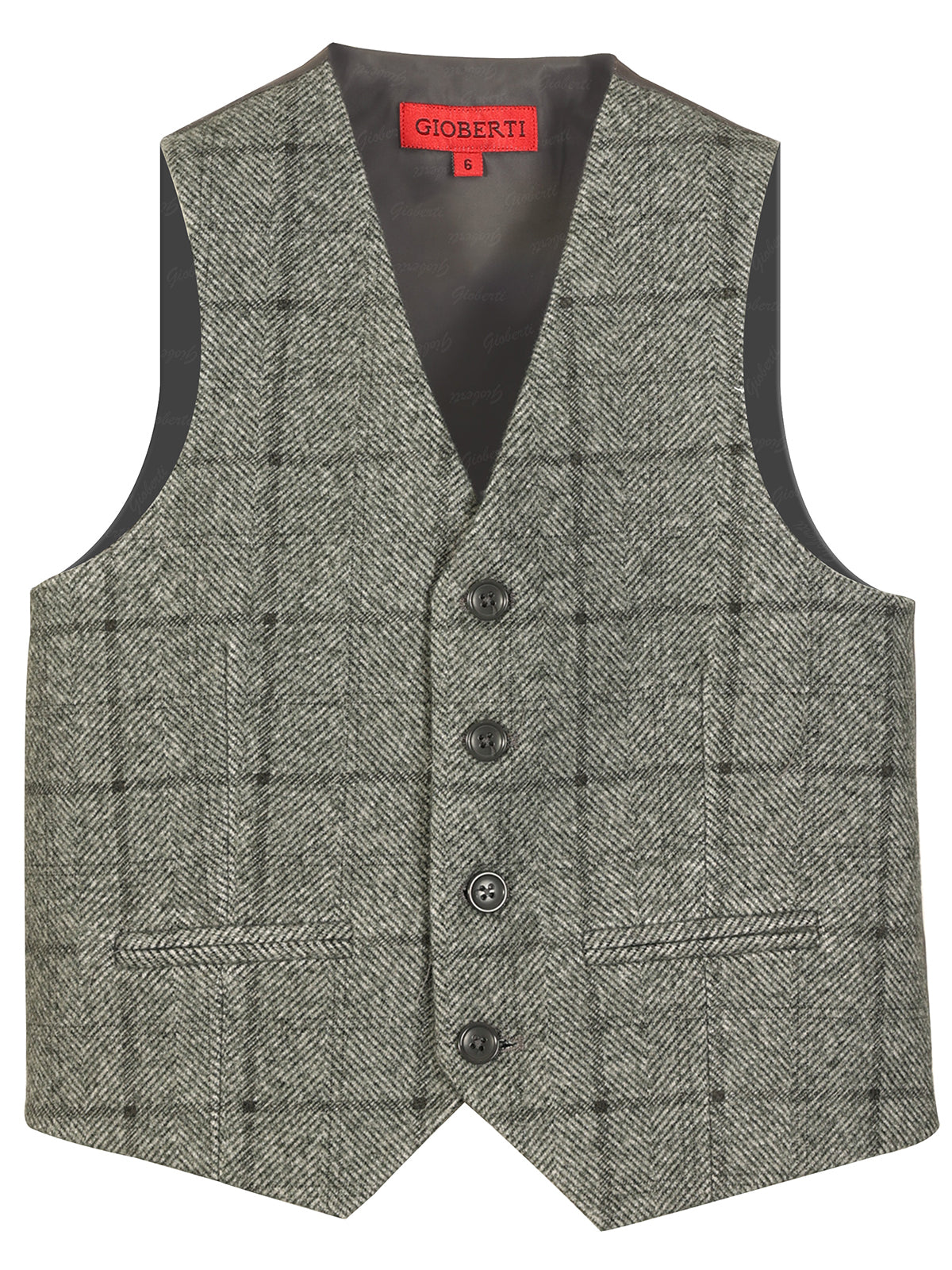 VS-82 CHECKERED BOYS 4 BUTTON FORMAL SUIT VEST IN 5 COLORS SIZE 2-20