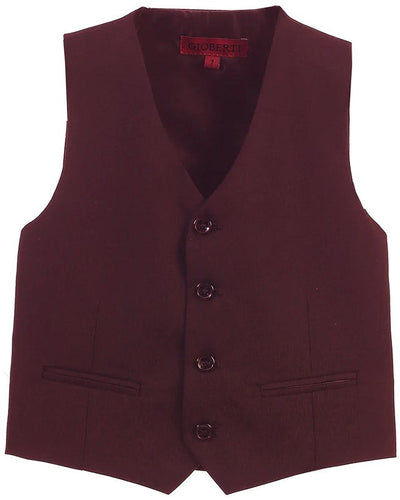 VS-85 BOYS 4 BUTTON FORMAL SUIT VEST IN 4 COLORS RED-BEIGE-BURGUNDY-HUNTER GREEN SIZE 2-20