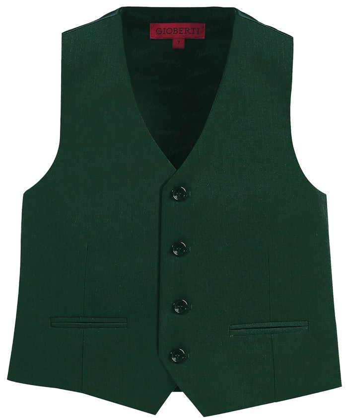 VS-85 BOYS 4 BUTTON FORMAL SUIT VEST IN 7 COLORS BLACK-GRAY-CHARCOAL-KHAKI-FOREST GREEN-NAVY-ROYAL BLUE SIZE 2-20