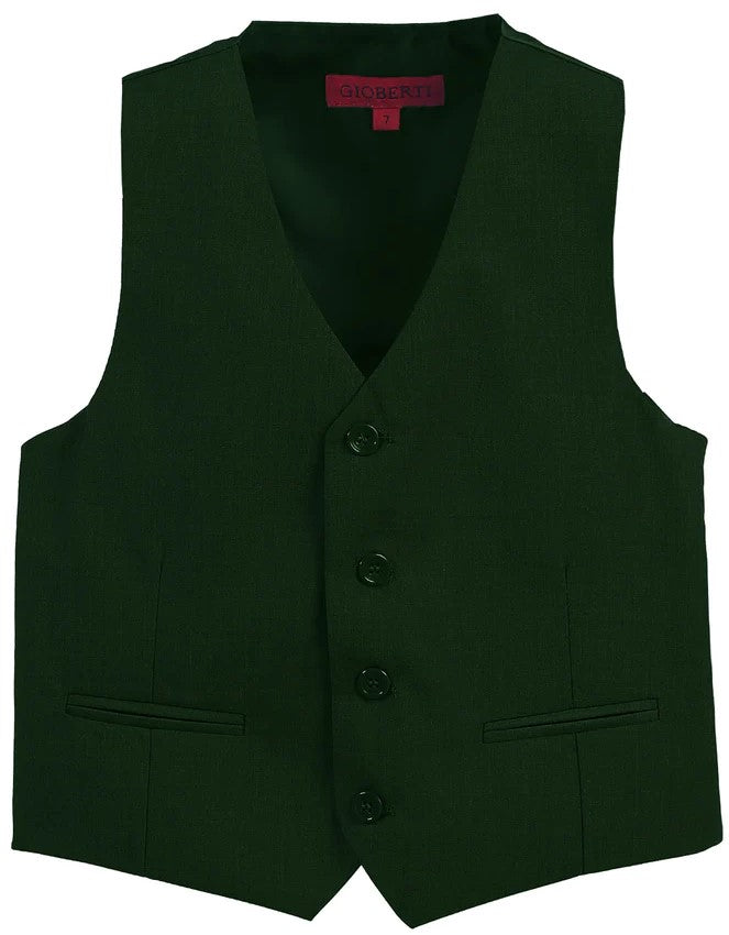 VS-85 BOYS 4 BUTTON FORMAL SUIT VEST IN 4 COLORS RED-BEIGE-BURGUNDY-HUNTER GREEN SIZE 2-20