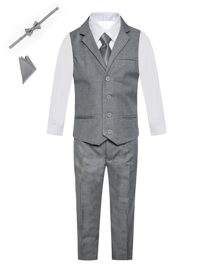 VS-B6 GRAY BOY'S VEST SUIT WITH LAPEL SET SIZE 1-14