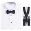 Boy's White Tuxedo Dress Shirt with Bow Tie & Suspenders and Metal Studs