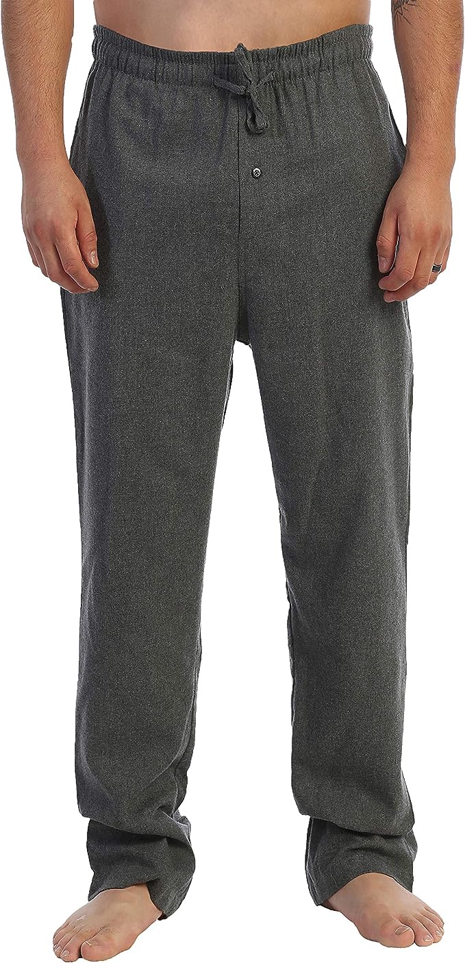 Men's Yarn Dye Brushed Flannel Pajama Pants, Elastic Waist