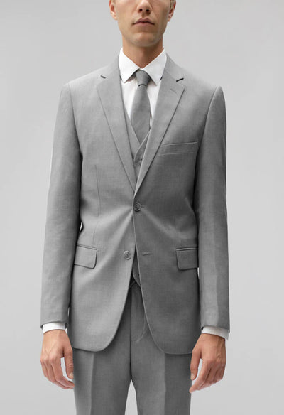 ST-16 Men's Light Gray Notched Lapel Suit Slim Fit (3 PCS)