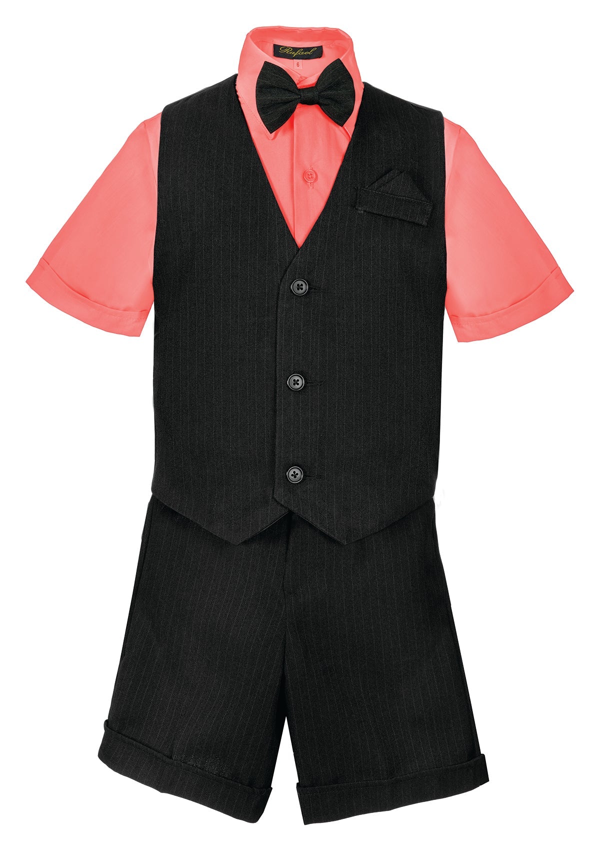 S-8000 BOY'S SHORTS FORMAL STRIPED VEST SET 6M-24M AND 2-7 IN 5 COLORS 9BANANA-FUCSHIA-LILAC-LIME-MELON)