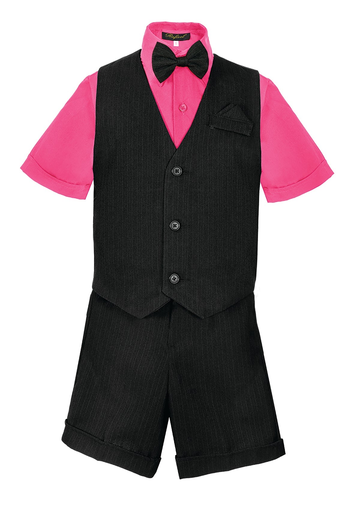 S-8000 BOY'S SHORTS FORMAL STRIPED VEST SET 6M-24M AND 2-7 IN 5 COLORS 9BANANA-FUCSHIA-LILAC-LIME-MELON)