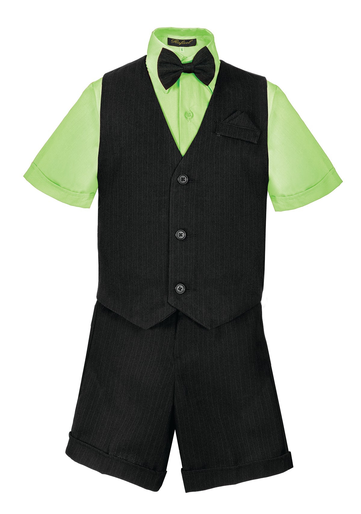 S-8000 BOY'S SHORTS FORMAL STRIPED VEST SET 6M-24M AND 2-7 IN 5 COLORS 9BANANA-FUCSHIA-LILAC-LIME-MELON)