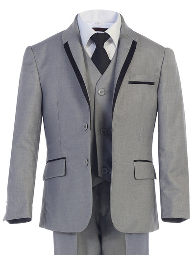 TX-B6-GRAY BOYS SUIT TUXEDO ( 7 PCS ) SLIM FIT