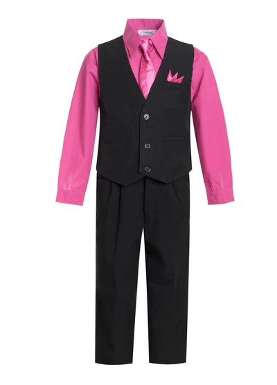 V-1288 Boys formal SOLID vest set with tie (4 pcs) PURPLE-FUCHSIA-LILAC-HAWAIIAN BLUE SIZE S-XL AND 2-20